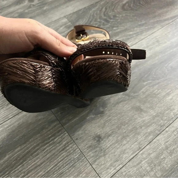 Prada Raffia Wedge Sandals - Picture 9 of 10